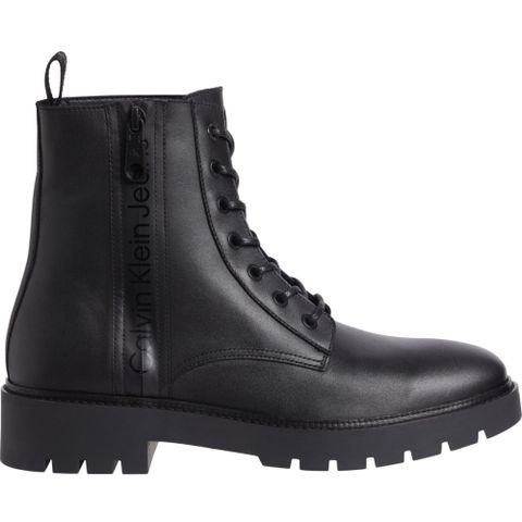 CALVIN KLEIN JEANS COMBAT MID LACEUP BOOT ZIP 黑色男款鞋子