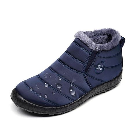 M.G .男款防水保暖防滑厚毛絨內刷毛雪地靴低筒雪靴(藍色/39-44碼)