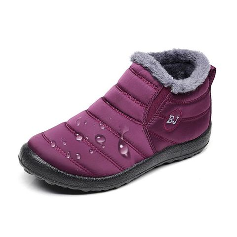 M.G .女款防水保暖防滑厚毛絨內刷毛雪地靴低筒雪靴(紅色/36-41碼)