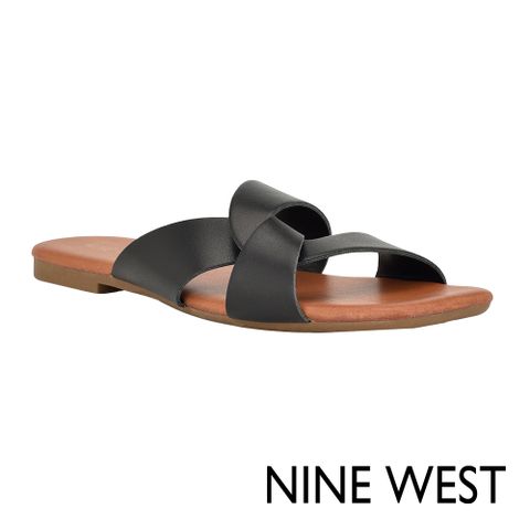 新品上市NINE WEST FINORA3交叉扭結平底拖鞋-黑色