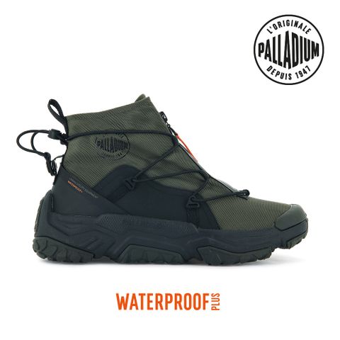 Palladium OFF-GRID HI ZIP WP+快穿輪胎橘標防水靴-中性-墨綠