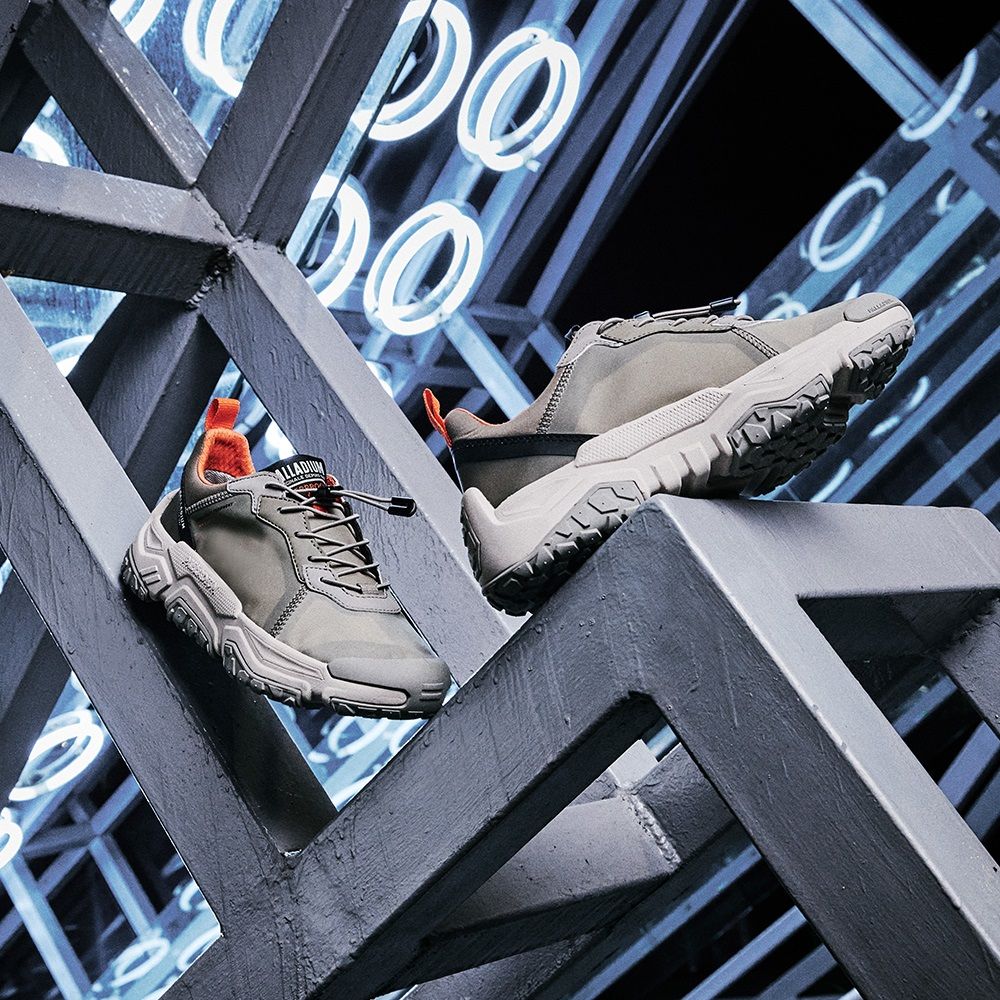 Palladium OFF-GRID LO WP+快穿輪胎橘標低筒防水靴-中性-沙漠灰