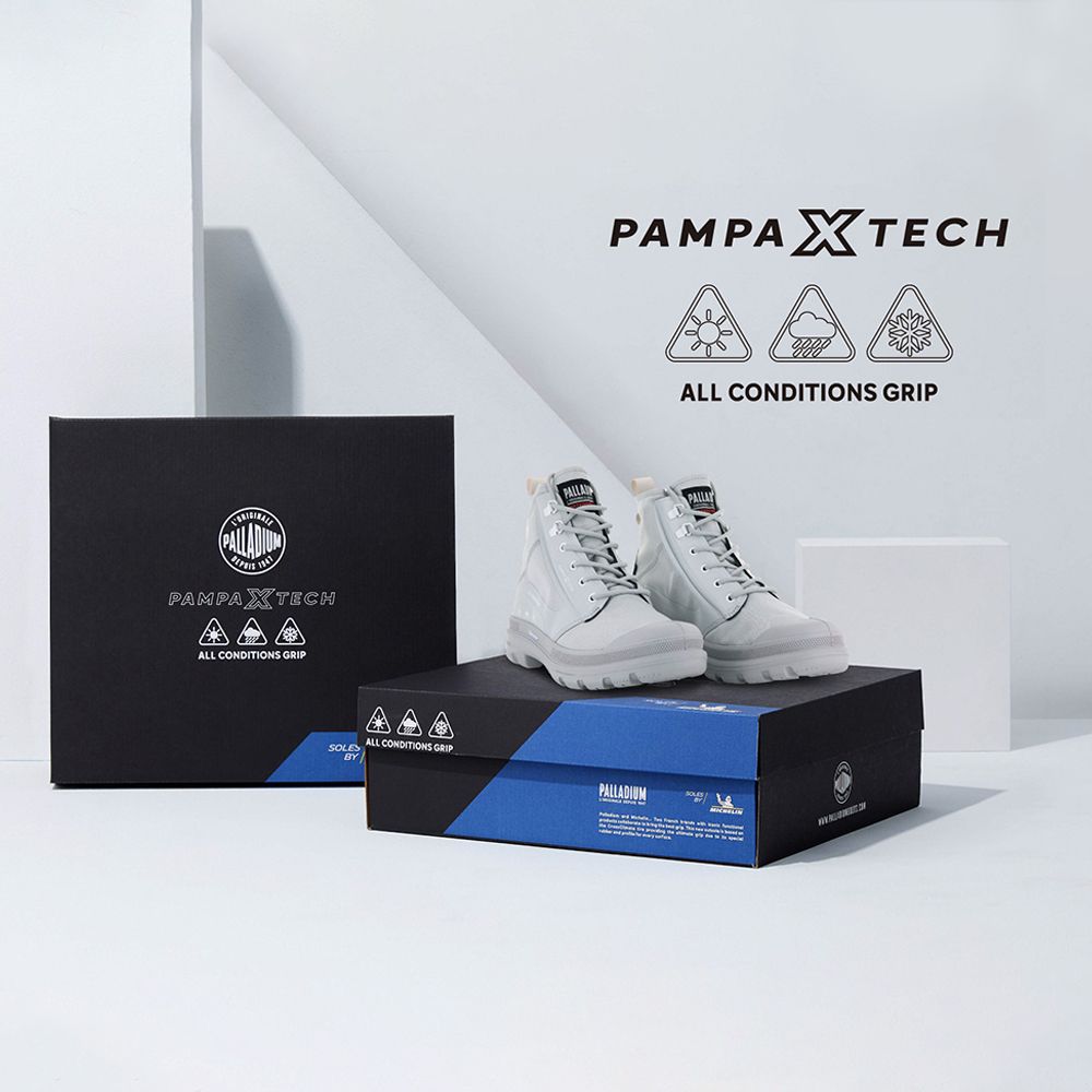 Palladium PAMPA X TECH WP+米其林科技聯名橘標防水靴-中性-冰湖灰