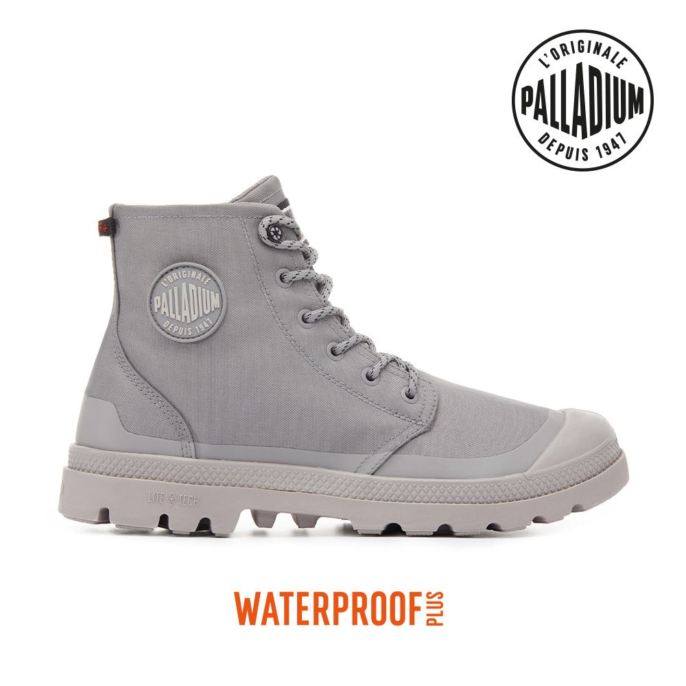 Palladium PAMPA RCYCL LITE+WP+ ZIP再生科技輕量拉鍊橘標防水靴-中性-灰