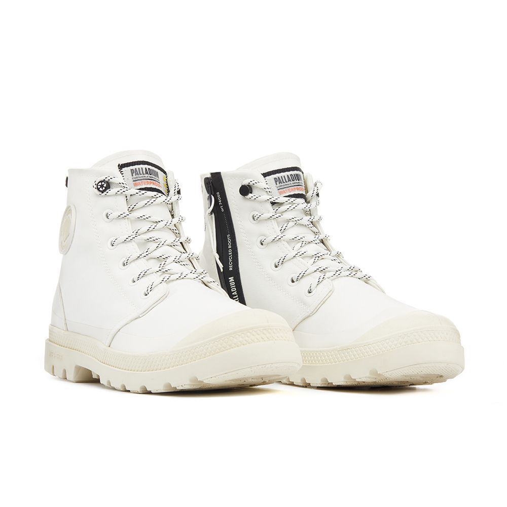 Palladium PAMPA RCYCL LITE+WP+ ZIP再生科技輕量拉鍊橘標防水靴-中性-白