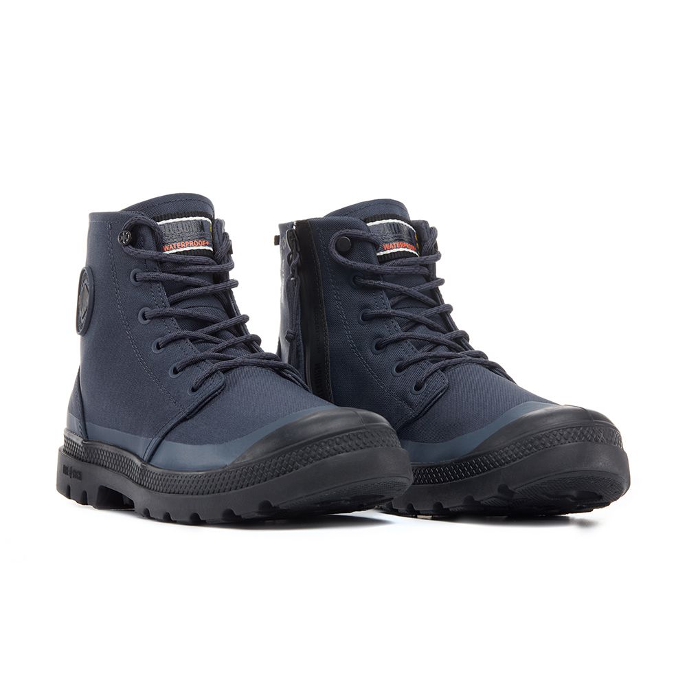 Palladium PAMPA RCYCL LITE+WP+ ZIP再生科技輕量拉鍊橘標防水靴-中性-深藍