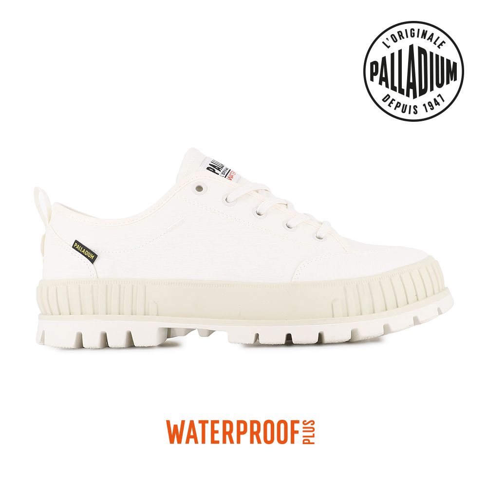 Palladium PALLASHOCK LO WP+厚底巧克力橘標防水靴/防水鞋/休閒鞋-男鞋/女鞋-奶油白