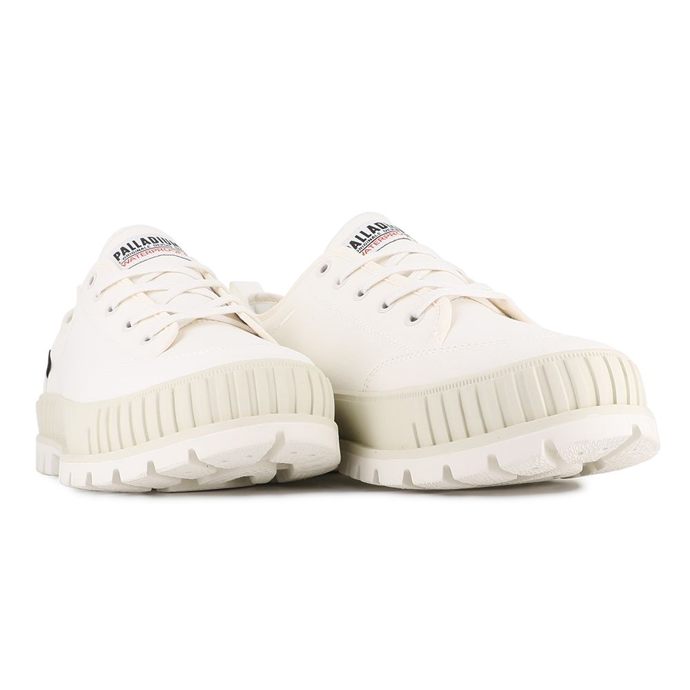 Palladium PALLASHOCK LO WP+厚底巧克力橘標防水靴/防水鞋/休閒鞋-男鞋/女鞋-奶油白