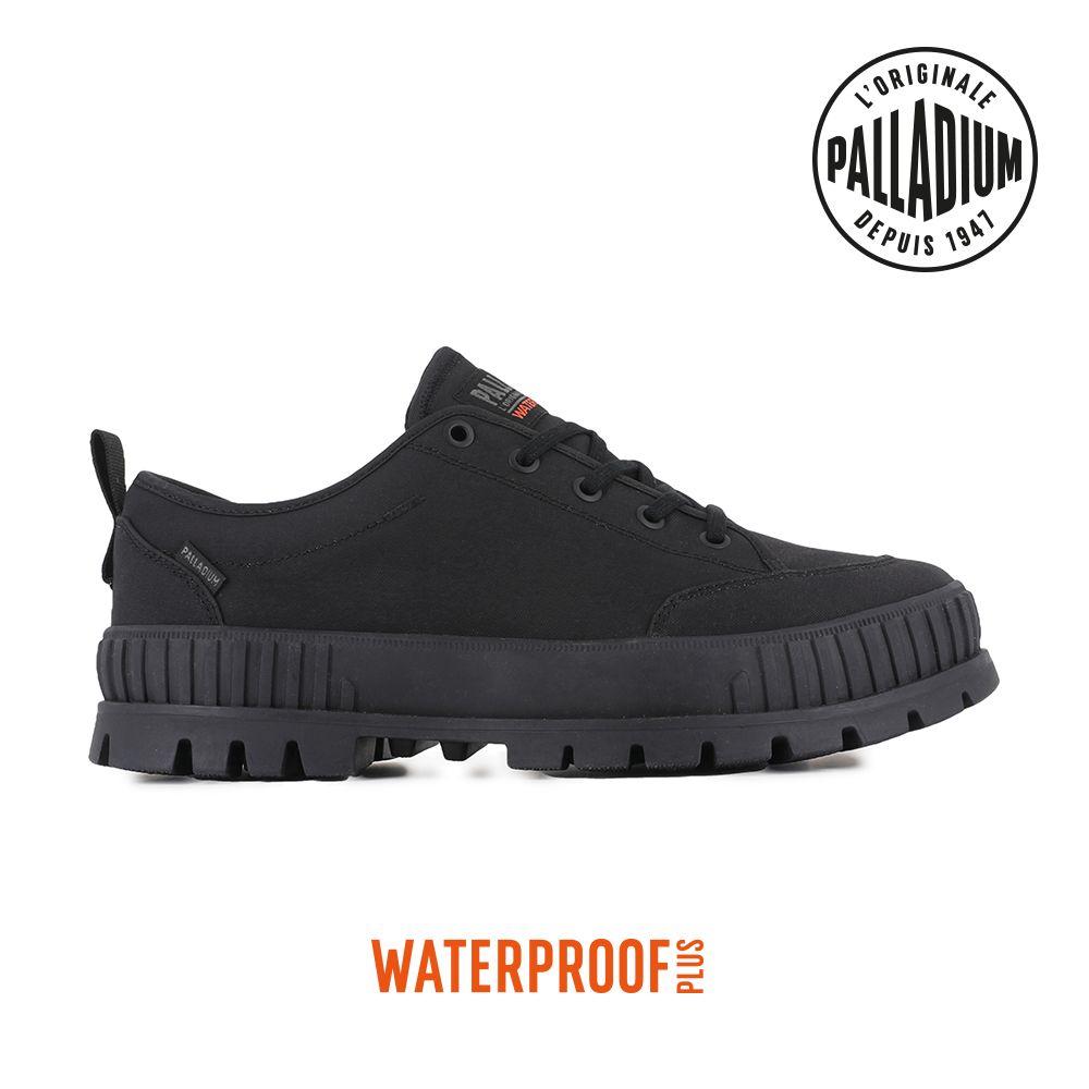 Palladium PALLASHOCK LO WP+厚底巧克力橘標防水靴/防水鞋/休閒鞋-男鞋/女鞋-黑