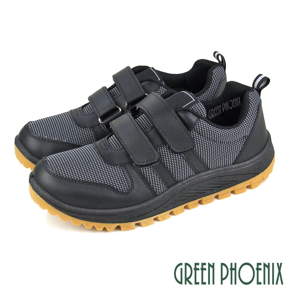 GREEN PHOENIX 波兒德 男款吸震透氣寬楦沾黏式厚底休閒鞋N-10569