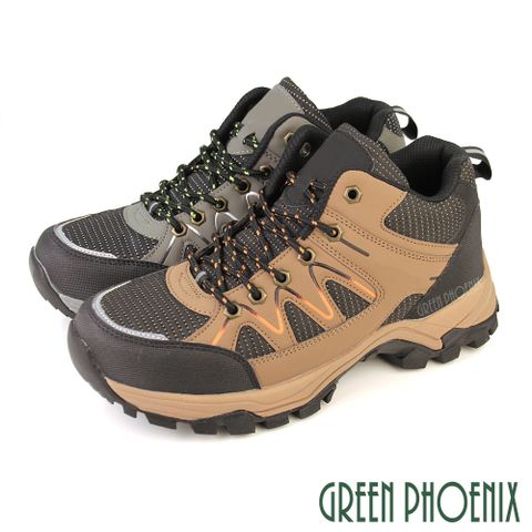 【GREEN PHOENIX】防潑水透氣網布反光拼接半高筒休閒登山鞋/運動鞋N-10581