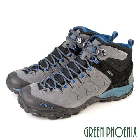 【GREEN PHOENIX】男 登山鞋 戶外 高筒 休閒鞋 抓地力 輕量 吸震 透氣 綁帶 真皮T29-13308