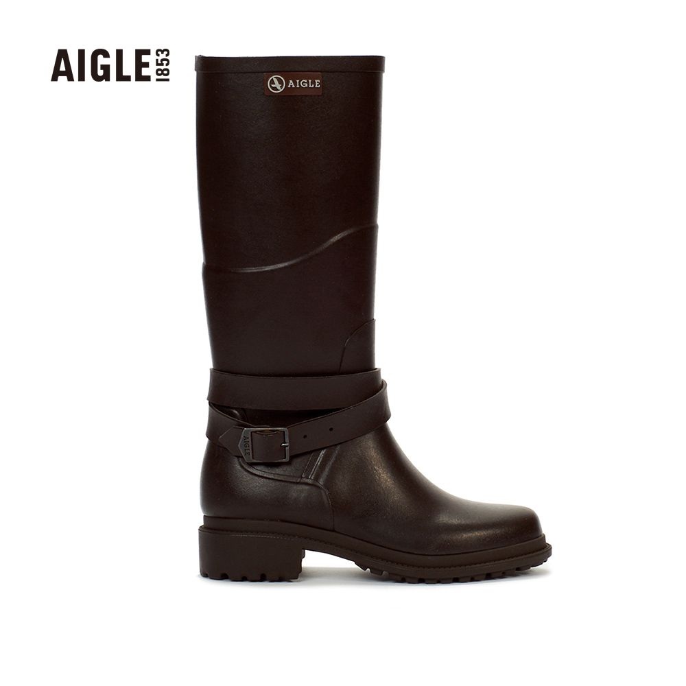 AIGLE  女 時尚長筒膠靴AG-F8446A160咖啡 (膠靴 雨靴 長筒膠靴 女膠靴)