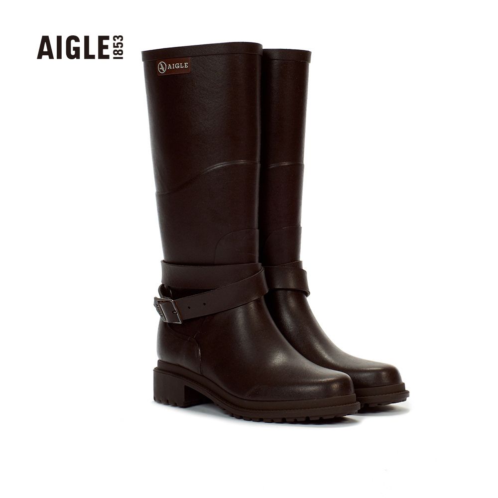 AIGLE  女 時尚長筒膠靴AG-F8446A160咖啡 (膠靴 雨靴 長筒膠靴 女膠靴)