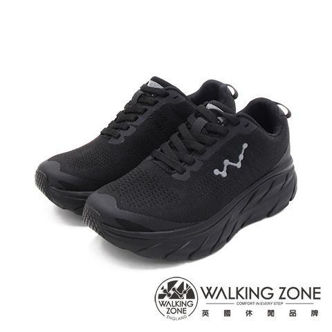 WALKING ZONE(女)天痕W系列 飛線編織增高休閒鞋 女鞋-黑(另有白.水藍)