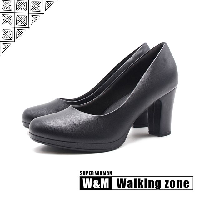 WALKING ZONE  SUPER WOMAN系列 素面商務高跟鞋 女鞋-黑