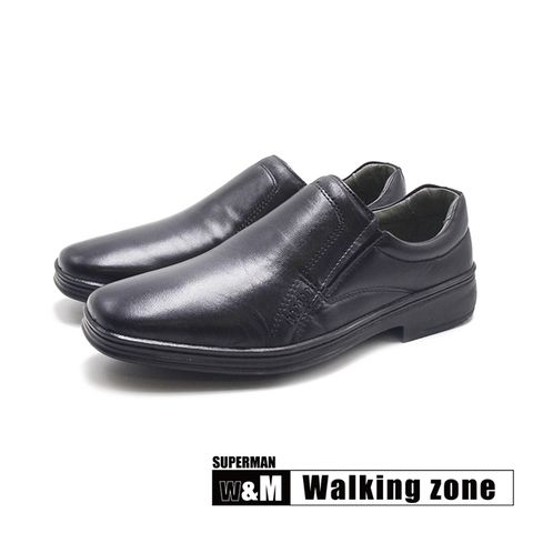 WALKING ZONE (男)SUPERMAN系列 方頭車縫紋減壓皮鞋 男鞋-黑色