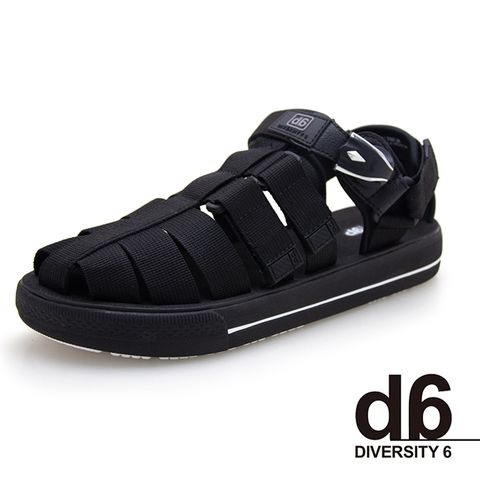 G.P(男)d6系列 Q軟潮流織帶護趾涼鞋 男鞋-全黑