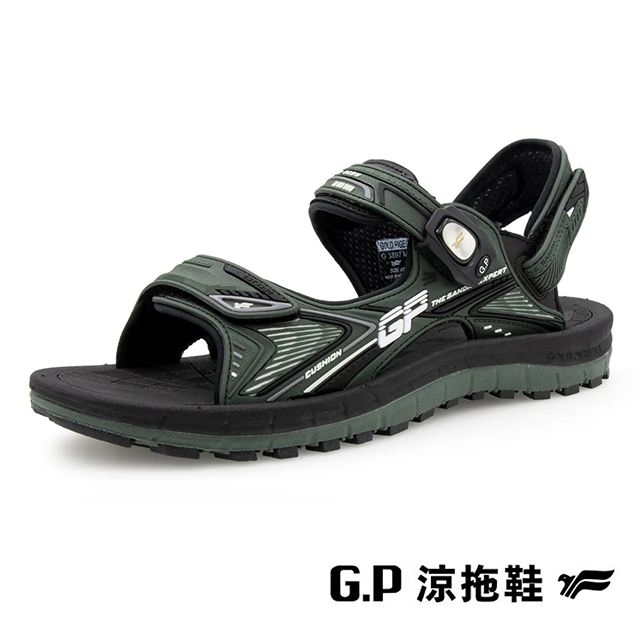 G.P 啟蒙 (男)雙層舒適緩震兩用涼拖鞋 男鞋-軍綠色