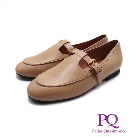 PQ(女)可調式皮釦樂福休閒鞋 女鞋-杏色(另有黑色)