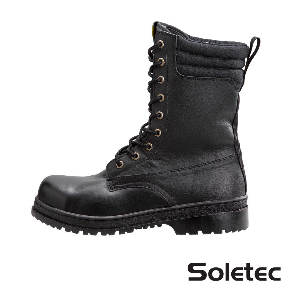 Soletec 超鐵安全鞋 【鋼頭長筒軍靴】黑色寬楦高筒安全鞋 S1095