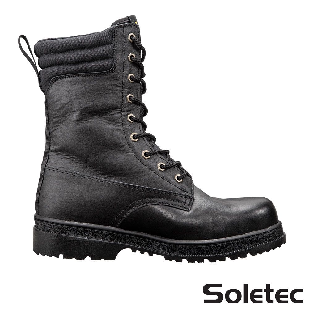 Soletec 超鐵安全鞋 【鋼頭長筒軍靴】黑色寬楦高筒安全鞋 S1095