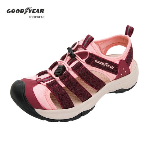 【GOODYEAR 固特異】盛夏探險 護趾織帶運動涼鞋/女 耐磨 舒適 快速穿脫 紅(GAWS32602)