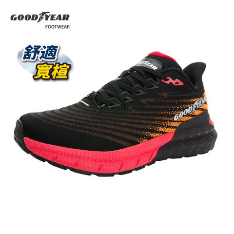 Goodyear 固特異 寬楦緩震運動鞋/男 緩震 寬楦 慢跑 黑紅(Q彈暢跑-GAMR43212)