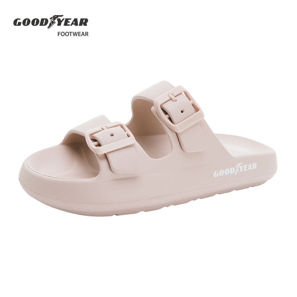 Goodyear 固特異 雲朵糖 輕量雙絆帶拖鞋/女 輕量 防水 抗震 耐磨 奶茶(GAWL32761)