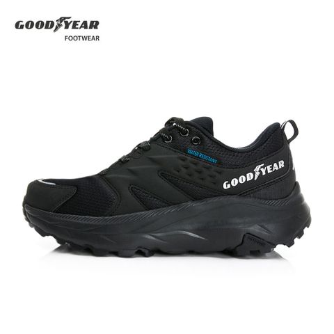 【GOODYEAR 固特異】寬楦防潑水越野運動鞋/男 透氣 輕量 緩震 防潑水 黑(捷豹-GAMR43220)