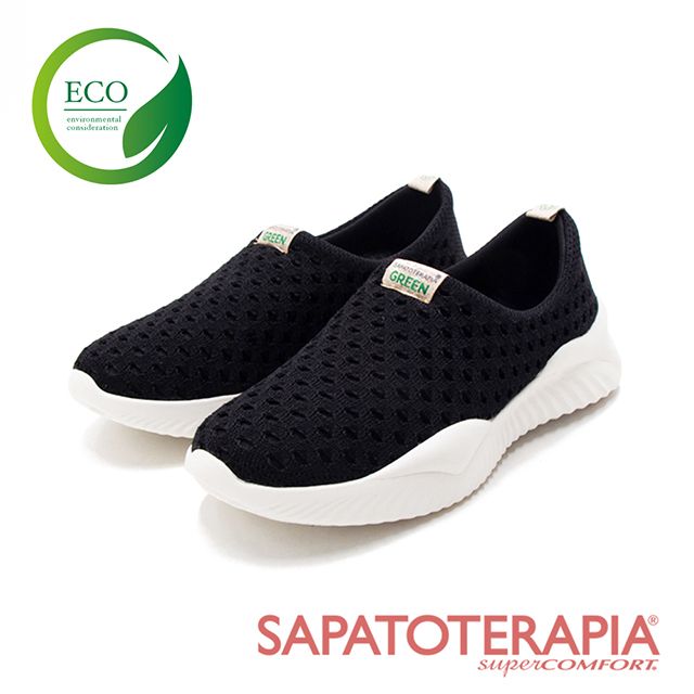 SAPATOTERAPIA (女)ECO綠色生態輕質洞洞休閒鞋 女鞋-黑色