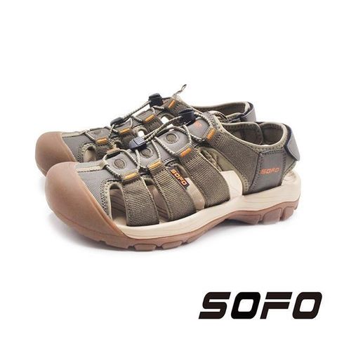 SOFO(男)水陸溯溪魔鬼氈寬楦護趾涼鞋 男鞋-綠