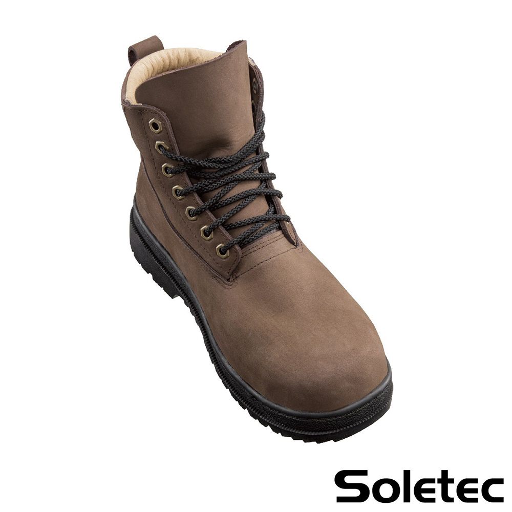 Soletec 超鐵安全鞋 【鋼頭安全鞋】咖啡色寬楦中筒安全鞋 S173535