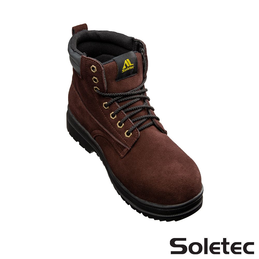 Soletec 超鐵安全鞋 【鋼頭中筒工作鞋】寬楦中筒安全鞋-咖啡色 E108505 三色可選