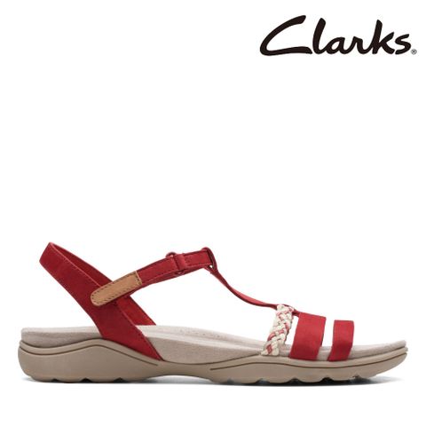 Clarks 女鞋Amanda TealiteT字細帶編織小姐姐款涼鞋CLF71130S