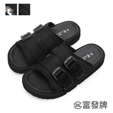 FUFA Shoes 富發牌 機能運動休閒男女拖鞋-黑/迷彩 1PL172/2PL172