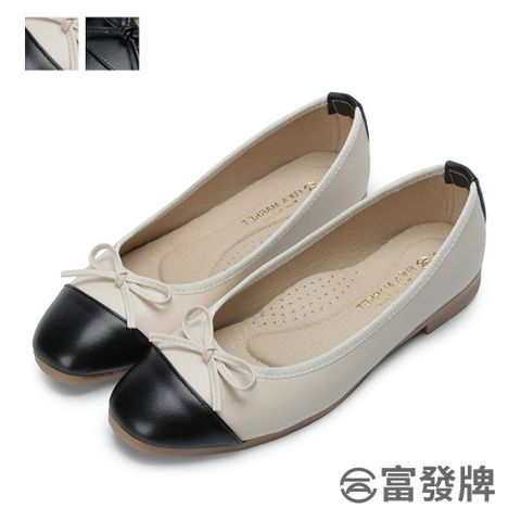 FUFA Shoes 富發牌 小法式蝶結娃娃鞋-黑/米 1BC49