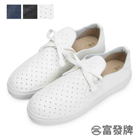 FUFA Shoes 富發牌 綁帶蝶結休閒鞋-黑/白/藍 1CS20