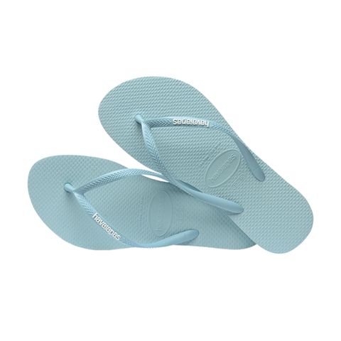 【havaianas 哈瓦仕】Slim Logo Pop Up 水藍色 女鞋 巴西人字拖 夾腳拖鞋