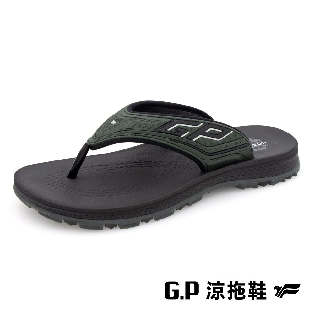 G.P 啟蒙 男款高緩震耐用人字拖鞋 G3757M-60 軍綠色 (SIZE:39-44 共三色)