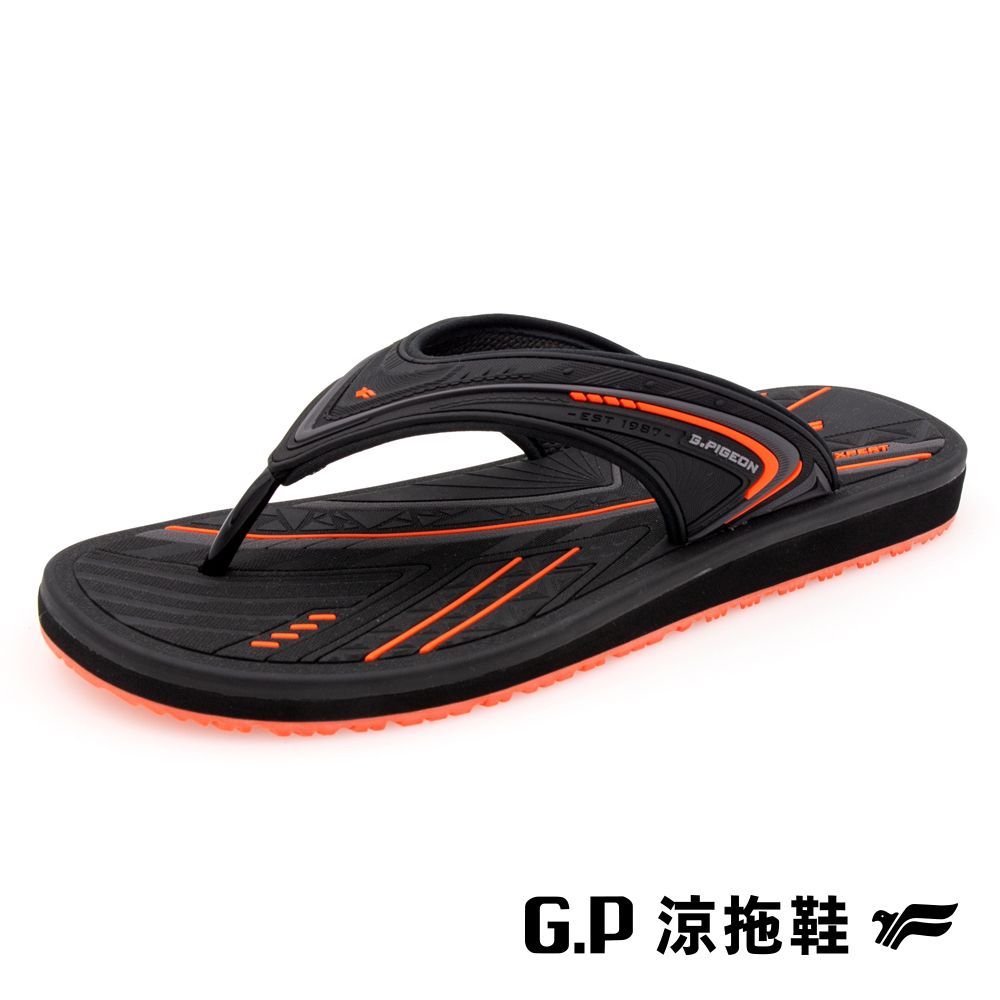 G.P 啟蒙 男款高彈性舒適夾腳拖鞋 G3787M-42 橘色 (SIZE:40-44 共三色)