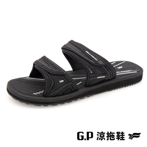 【G.P】男款高彈性舒適雙帶拖鞋 G3759M-10 黑色 (SIZE:40-44 共三色)