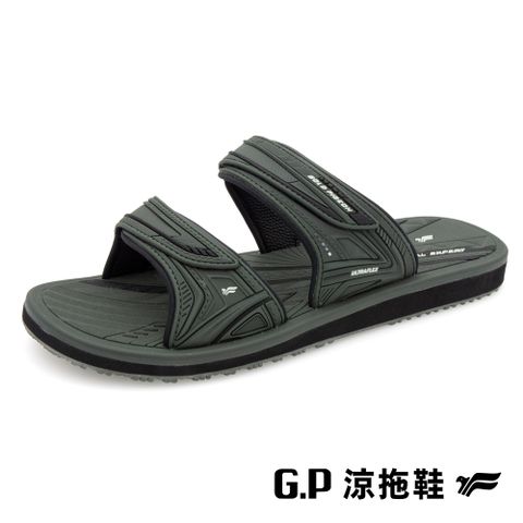 【G.P】男款高彈性舒適雙帶拖鞋 G3759M-60 軍綠色 (SIZE:40-44 共三色)