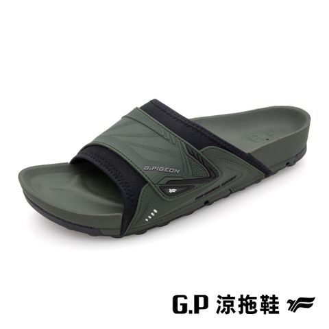 【G.P】男款防水機能簡約柏肯拖鞋 G3768M-60 軍綠色 (SIZE:40-44 共二色)