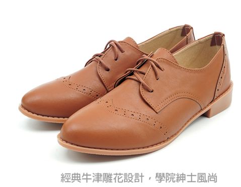 101玩Shoes ()大尺碼系列41-44碼 MIT尖頭雕花綁帶紳士牛津美鞋-棕41