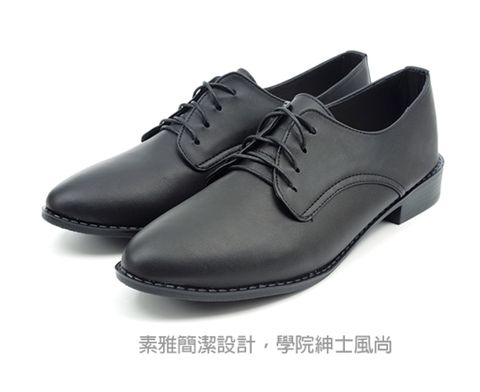 101玩Shoes ()MI尖頭素雅綁帶紳士牛津美鞋-黑38碼