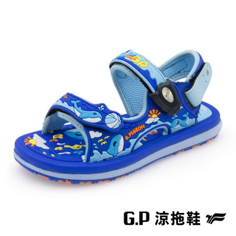 G.P 啟蒙 【 樂悠遊鯨魚兒童磁扣兩用涼拖鞋】G3811B-20 藍色 (SIZE:24-30 共三色)