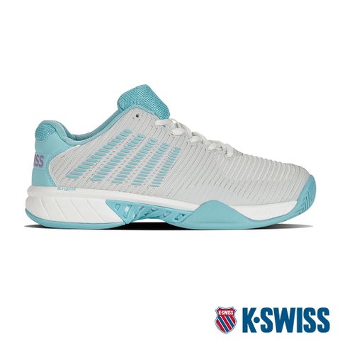獨特高回彈EVA中底K-SWISS Hypercourt Express 2透氣輕量網球鞋-女-白/藍/紫羅蘭