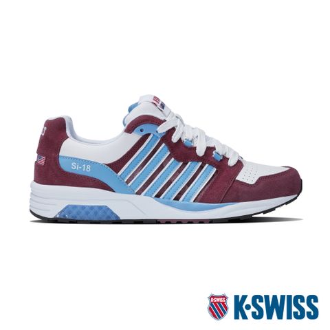 重現復刻質感K-SWISS Si-18 Rannell時尚運動鞋-男-白/藍/紫紅