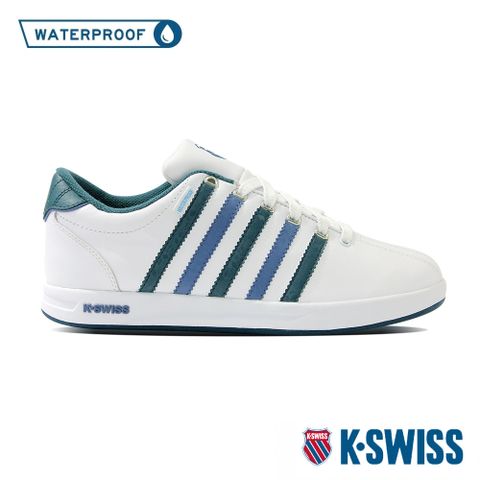 無縫排水鞋舌的設計⁣⁣K-SWISS Court Pro WP防水運動鞋-男-白/藍/綠